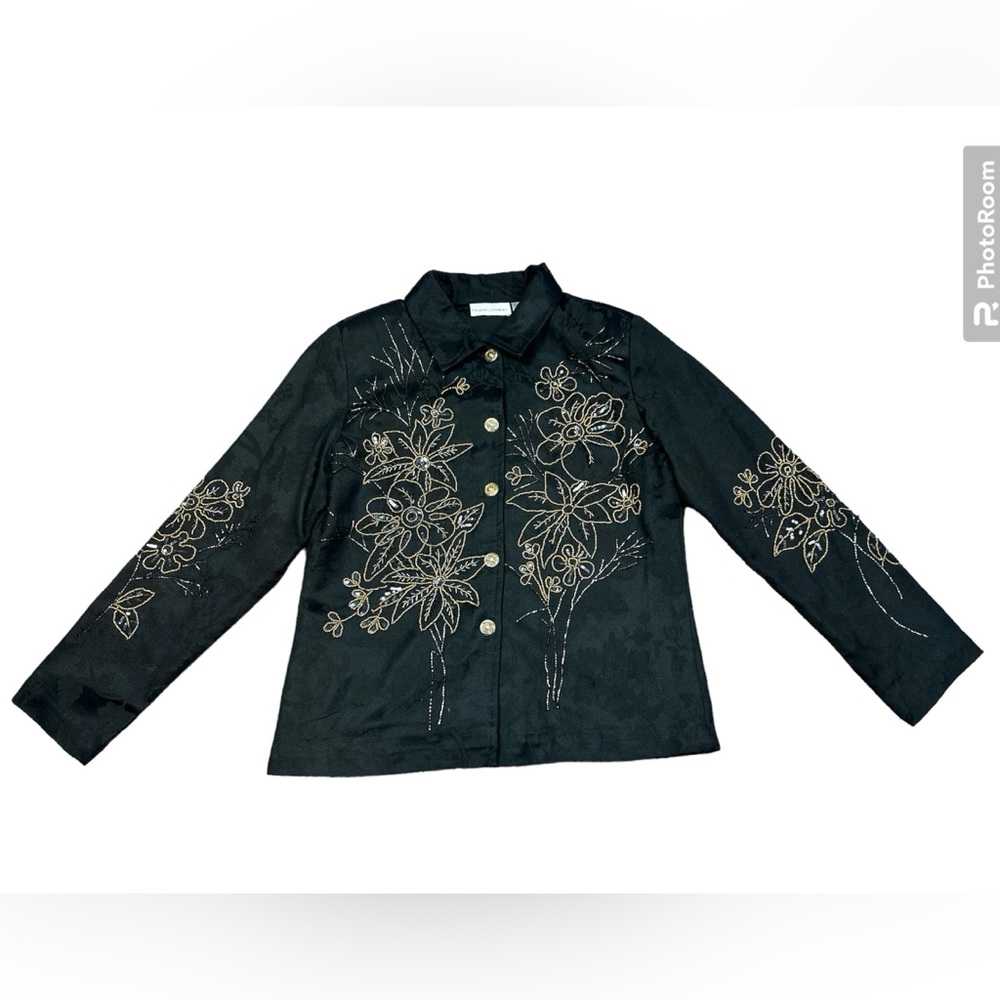 Vintage Draper’s & Damon’s Women’s Jacquard Classic Embellished Blazer Size M - Picture 2 of 9